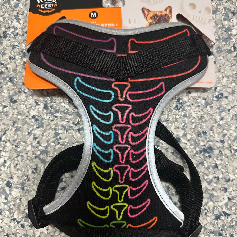 Neon Skeleton Dog Harness size medium